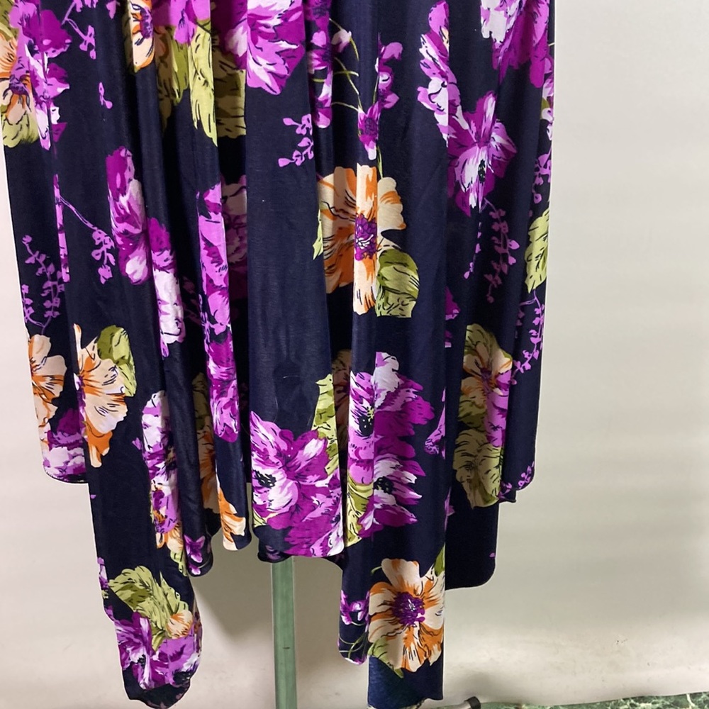 Plunge Neck Floral Tie Back Scalloped High Low Hem Line Dress Size M - Picture 8 of 10